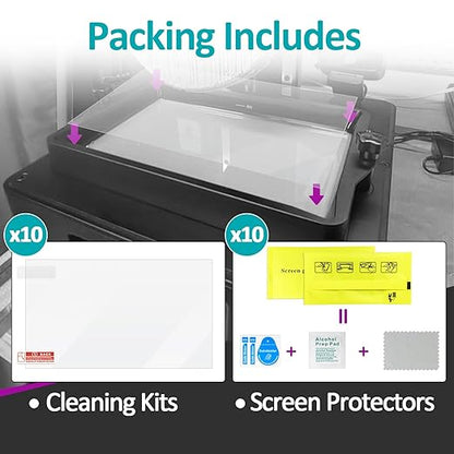 10 Sets Release Liner Film Kit Fit for Saturn 2/8K/3/4/4 Ultra/4 Ultra 16K Resin 3D Printer, 273x176mm, 0.127mm Thickness, High Transmittance for Flawless 3D Printing Results