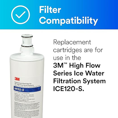 3M Water Filtration Replacement Cartridge for Commercial Ice Maker Machine HF20-S for High Flow Serie ICE120-S, Reduce Sediment, Microplastics, Chlorine Taste and Odor, Cyst, Inhibit Scale (Pack of 2)