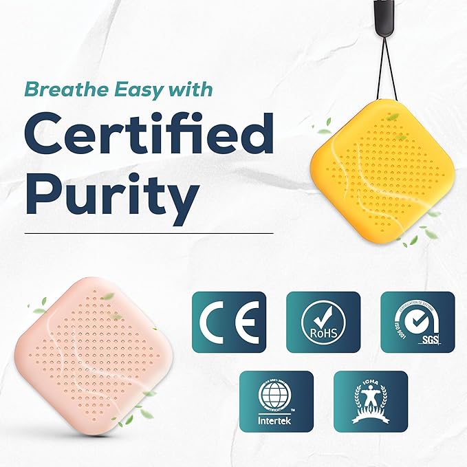 Portable Personal Air Purifier – Wearable Mini Air Purifier with 120 Hours Runtime | USB Rechargeable Filterless Ionic Device for Dust, Odor,Allergies,Smoke & Pollutants