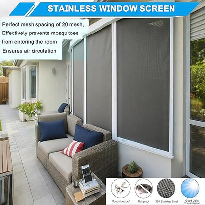 Stainless Steel Mesh Screen 20Mesh 304, 15.7" x 147" (40x375cm) Metal Mesh Screen, Rust Free Fine Wire Mesh Roll, 1mm Hole Easy to Cur For Vent Mesh, Window Screen, Filters, Cage, Garden Covers