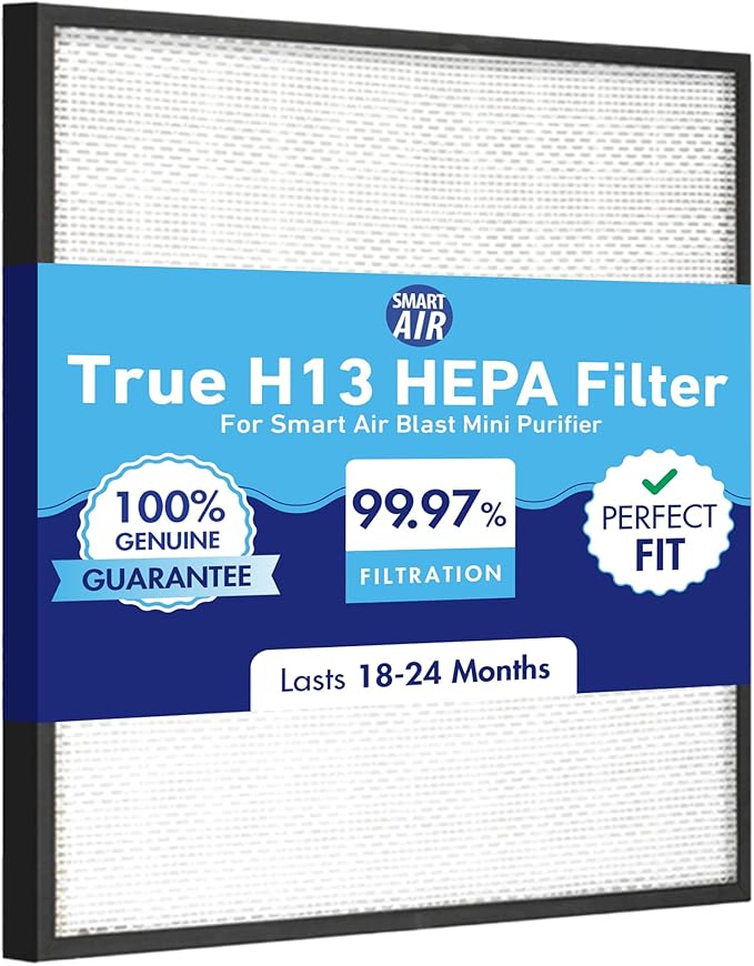 Smart Air (aka Smart Health) Blast Mini True H13 HEPA Replacement Filter – 99.97% Particle Filtration, Original Genuine Filter for Smart Air Blast Mini Air Purifier