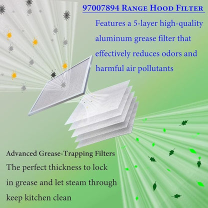 2-Pack upgraded 97007894 kitchen vent hood filter 9.9" x 11.7" x 0.38" Fit Bro-an 97005683 Range Hood Filter and NSP GE Kenmore NuT-one Range Hood vent Filters - Traps Grease & Filters Cooking Air