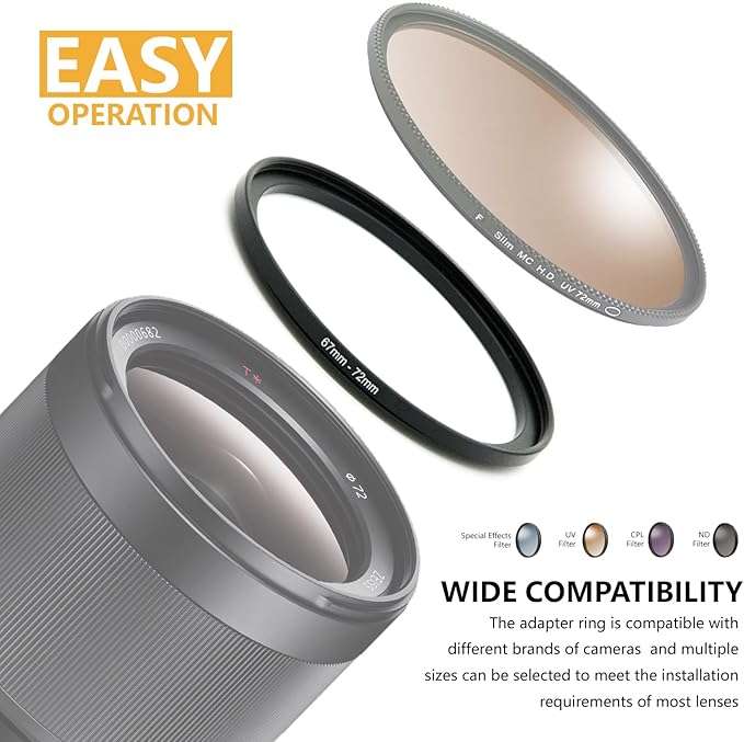 52mm to 43mm Step Up Ring Filter Adapter Black Metal Step up Adapter Rings Compatible with All Brand UV CPL ND Camera Lens Filter Step Down Ring (52mm-43mm)