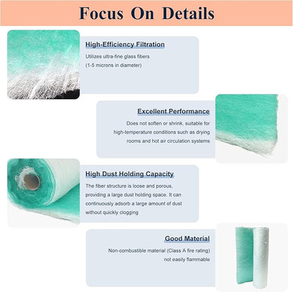 Paint Booth Exhaust Filter Roll 39.4’’ x 65.6ft, 2.4inch Thick Spray Booth Filter