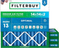 Filterbuy 14x14x2 Air Filter MERV 13 Optimal Smoke & Allergy Defense (4-Pack), Electrostatic Pleated HVAC AC Furnace Filters Replacement, Made in USA (Actual Size: 13.50 x 13.50 x 1.75)