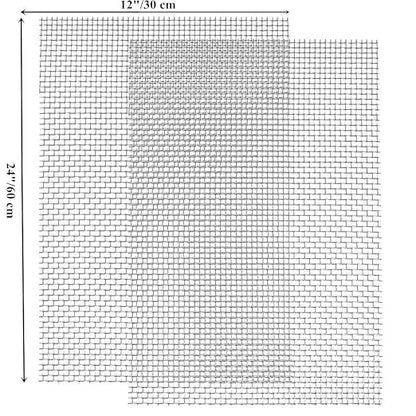 TIMESETL 2 Pack 304 Stainless Steel Woven Wire 8 Mesh, 12"x24"(30cmx60cm) Cabinets Wire Mesh Garden Guard Screen Metal Security Mesh Window Screen Mesh Net