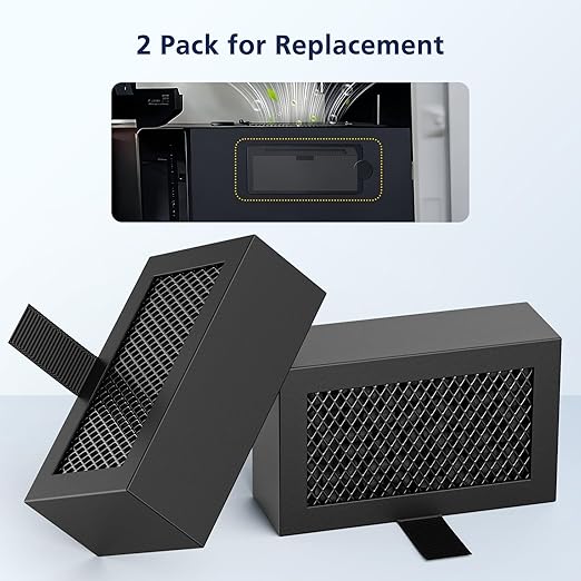 2 Pack Activated Carbon Air Filter Cartridge for Bamboo Lab X1/X1C/P1P/P1S 3D Printer, Replacement Carbon Filters for VOCs PM2.5 Odors, Black