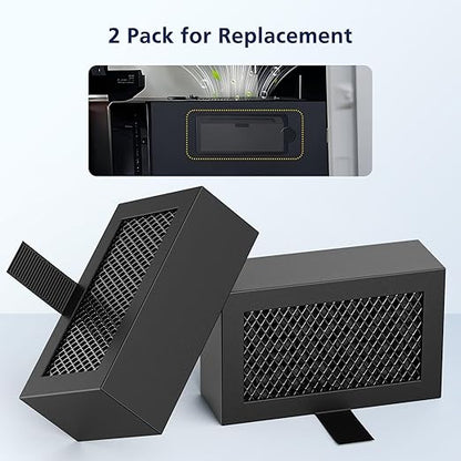 2 Pack Activated Carbon Air Filter Cartridge for Bamboo Lab X1/X1C/P1P/P1S 3D Printer, Replacement Carbon Filters for VOCs PM2.5 Odors, Black