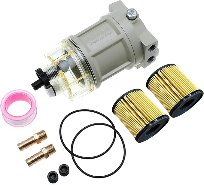 iFJF R12H (R12T Upgrade) Fuel Water Separator Marine Complete Combo - Replaces S3240 120AT NPT ZG1/4-19 Automotive Replacement Spin-on Filter Includes 2 Fittings 2 Plugs