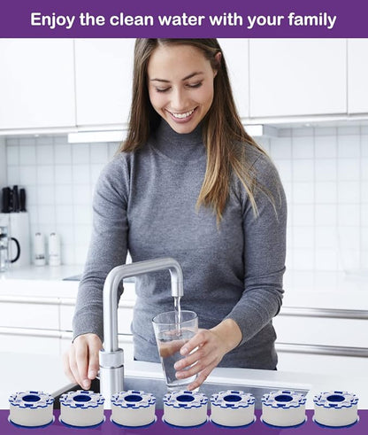 9 Pack Water Faucet Filter Cartridge Replacements, Faucet Water Filter Replacements for Faucet Kitchen Bathroom Sink Filter, Sink Filter Water Faucet, Removes Chlorine Fluoride Heavy Metals Hard Water