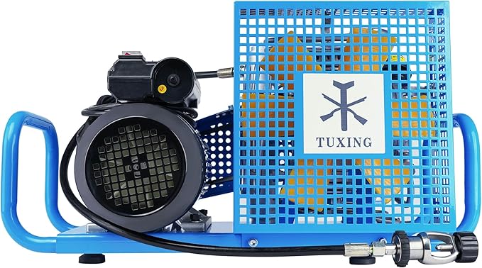 TUXING 4500Psi PCP Air Compressor | 300Bar High Pressure Diving Compressor | Auto Stop | 3.5CFM100L/min Air Flow | Scuba Breathing Snorkeling Water Sport Paintball 110V 60HZ Single-phase (TXESB042)