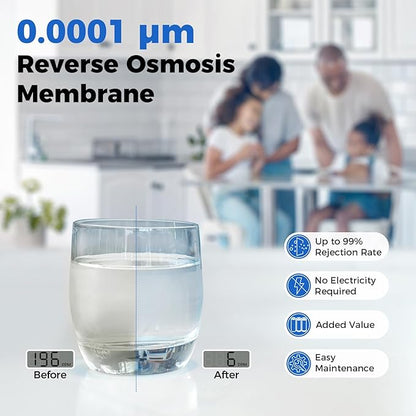 RTW5 SGS-Tested 5 Stage Reverse Osmosis Water Filter System with Innovative Top-Mounted Faucet Design, TDS Reduction 50 GPD Under Sink RO Water Filtration Plus Extra 3 Filters