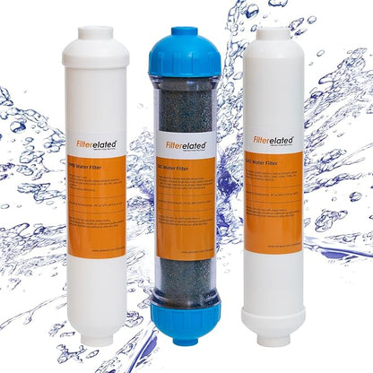 Filterelated 3-Stage RO/DI Filter Kit 3-Pack with Color-Changing DI Resin | PMB Sediment + GAC Carbon Replacement Filters | for Aquarium, Reef Tank, Hydroponics & Pure Water Systems