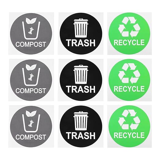 9pcs Trash Can Classification Stickers Self-Adhesive Recycling Decals for Easy Waste Sorting Options for Home and Kitchen Use