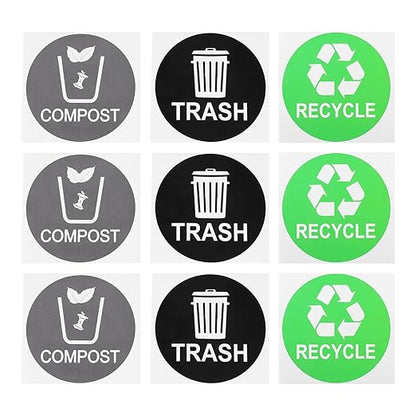 9pcs Trash Can Classification Stickers Self-Adhesive Recycling Decals for Easy Waste Sorting Options for Home and Kitchen Use