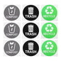9pcs Trash Can Classification Stickers Self-Adhesive Recycling Decals for Easy Waste Sorting Options for Home and Kitchen Use