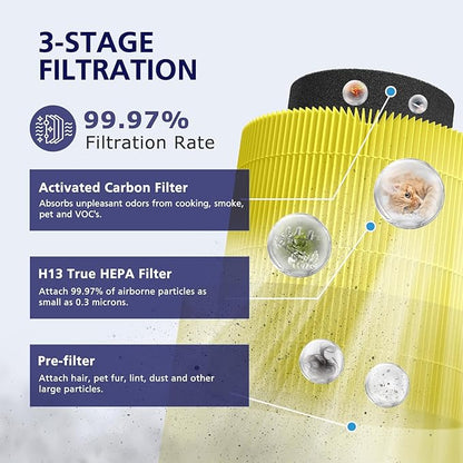 B-D02L/M05/B-D02U H13 Filter Compatible with VEWIOR B-D02U, for MOOKA B-D02L& M05, for Tailulu D10 Air Purifi-er, 3-Stage H13 Efficient Filter for B-D02L/M05/B-D02U, 2 Pack