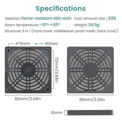 Wathai 80MM PC Fan Dust Filter Cover Computer Mess 4 Pack