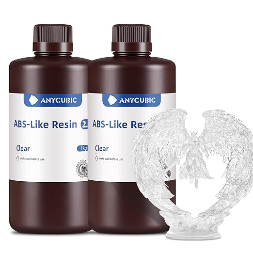 ANYCUBIC 2nd Gen Resin Technology ABS-Like Resin 2.0 Bundle, 3D Printer Resin with High Toughness, More Precise Details, Wide Compatibility for All LCD Resin 3D Printers (Clear, 2kg in Total)