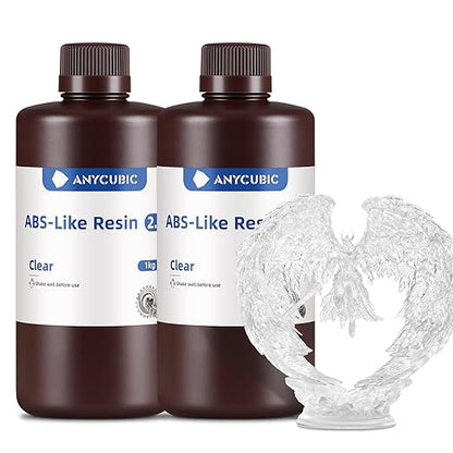 ANYCUBIC 2nd Gen Resin Technology ABS-Like Resin 2.0 Bundle, 3D Printer Resin with High Toughness, More Precise Details, Wide Compatibility for All LCD Resin 3D Printers (Clear, 2kg in Total)