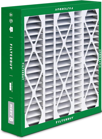 Filterbuy 20x25.25x3.5 Air Filter MERV 8 Essential Dust & Allergy Defense (2-Pack), Pleated HVAC AC Furnace Filters for AprilAire Space-Gard 102 & 2120 (Actual Size: 19.94 x 25.38 x 3.75)