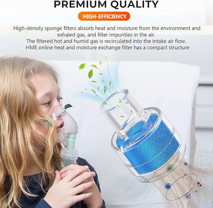 6 Pack HME Heat Moisture Exchanger/Exchange Filter in-Line Humidification Solution Unit Replacement for Z1, Z2, 22mm Diameter Tubing, Individually Sealed Packaging by Blutoget