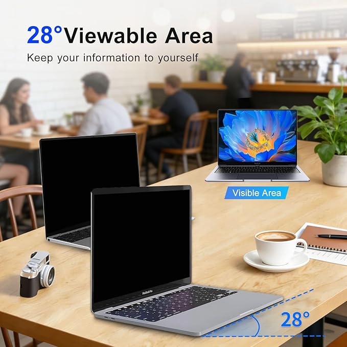 2Pack Magnetic 14 Inch Laptop Privacy Screen 16:9 Aspect Ratio, Removable Anti-Blue/Glare Protector Film, Anti Spy Desktop Security Private Filter 14in