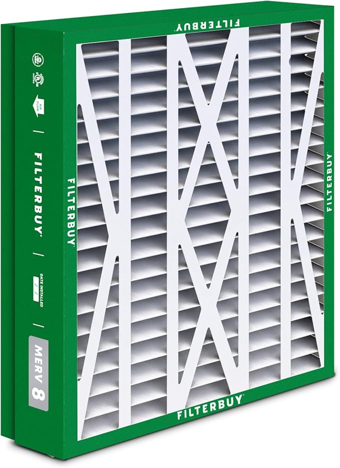 Filterbuy 21x21.5x5 Air Filter MERV 8 Essential Dust & Allergy Defense (4-Pack), Pleated HVAC AC Furnace Filters for Trane Perfect Fit & American Standard (Actual Size: 20.00 x 21.09 x 4.97)