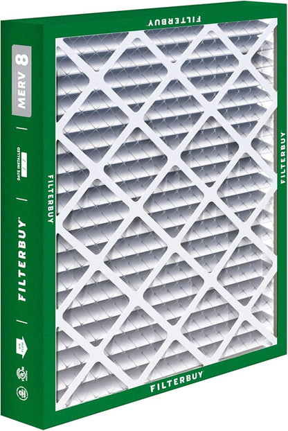 Filterbuy 20x20x5 Air Filter MERV 8 Essential Dust & Allergy Defense (2-Pack), Pleated HVAC AC Furnace Filters for Honeywell FC100A1011, Lennox X0585, and More (Actual Size: 19.63 x 19.88 x 4.38)