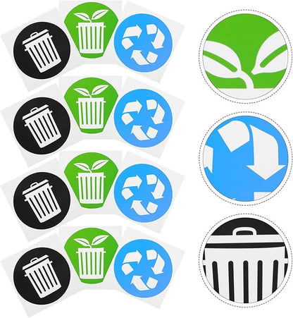 Zerodeko 12pcs Garbage Sorting Stickers for Trash Can Self-Adhesive Recycling Labels for Home Use Decals for Easy Waste Classification