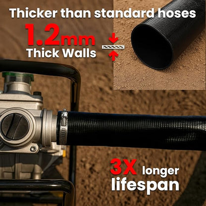 XtremepowerUS Backwash Hose Extra Heavy-Duty Pool Drain Hose 2" x 50 ft – 47 MIL Thickness Drain Hose with Clamp for Filter Pump or Sump Discharge