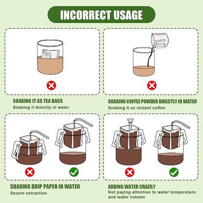 CARGEN 100Pcs Portable Coffee Filter Paper Bag - Hanging Ear Drip Coffee Bags Single Serve Disposable Pour Over Filter Bag for Camping, Backpacking, Travel, Office, Home, Outdoor and on the go