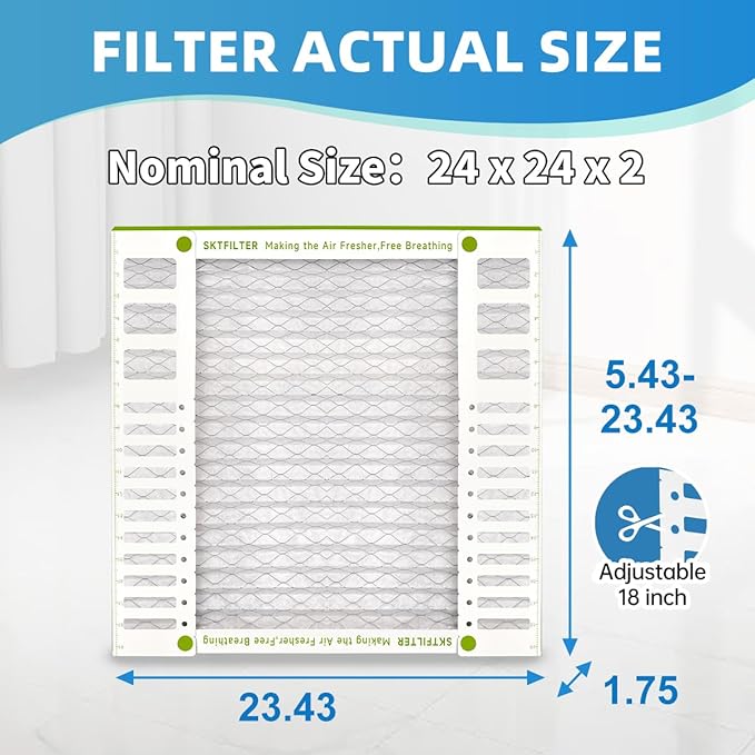24x24x2 Air Filter AC Furnace MERV 13 Comparable with MPR 1900 FPR 10 HVAC Air Condition cabin Vent Fan Electrostatic Pleated Actual Size 23.43 x 23.43 x 1.75 6 Packs