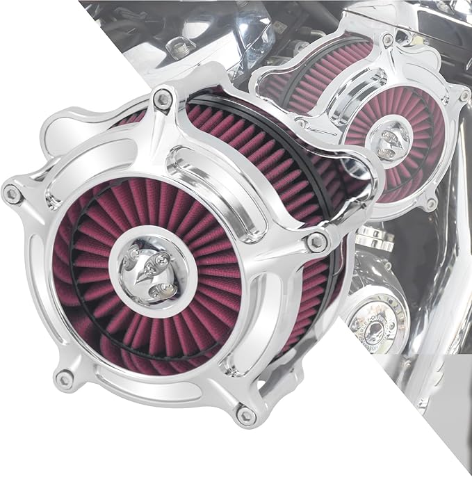 HDBUBALUS Motorcycle CNC Spike Air Cleaner Air Filter Intake System Filter (D-For M8 Touring 17-23,Trike 17-25,Softail 18-24)