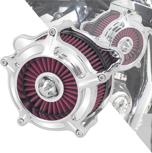 HDBUBALUS Motorcycle CNC Spike Air Cleaner Air Filter Intake System Filter (D-For M8 Touring 17-23,Trike 17-25,Softail 18-24)
