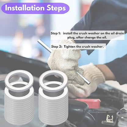 Oil Drain Plug Gasket Replacement for Hyundai Kia Oil Crush Washers Seals 21513-23001 (M14-HYUNDAI)