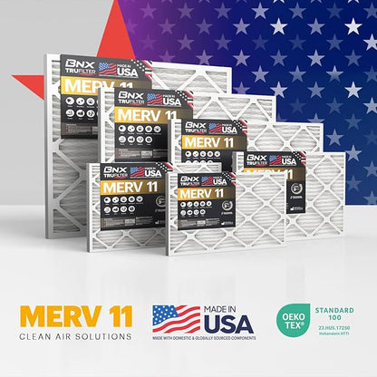BNX TruFilter 14x18x1 Air Filter MERV 11 (6-Pack) - MADE IN USA - Allergen Defense Electrostatic Pleated Air Conditioner HVAC AC Furnace Filters for Allergies, Dust, Pet, Smoke, Allergy MPR 1200 FPR 7