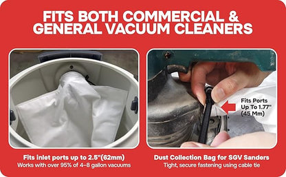 Dust Collection Bag (Large, 10-Pack) Shop Vac–Ready Vacuum Bags with High-Efficiency Filter Media, Easy Swap, Exclusive One-Hand Quick-Release Strap, Shop Vac Hose Fits up to 62mm