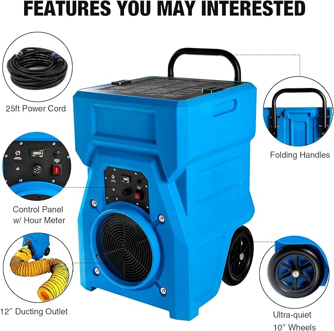 MOUNTO 1000cfm Portable Industrial Air Purifier Negative Air Scrubber - Powerful 1HP Motor, True HEPA Filter, 2-Speed, Handle and wheels 3-Year Warranty
