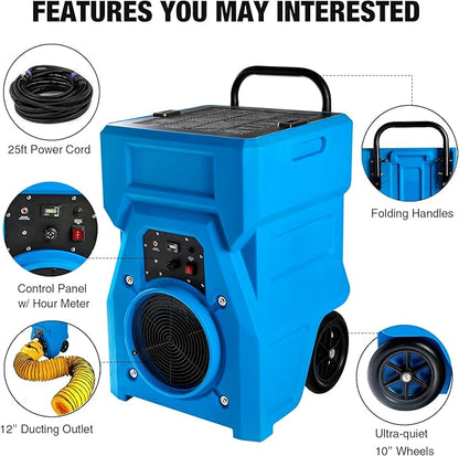 MOUNTO 1000cfm Portable Industrial Air Purifier Negative Air Scrubber - Powerful 1HP Motor, True HEPA Filter, 2-Speed, Handle and wheels 3-Year Warranty