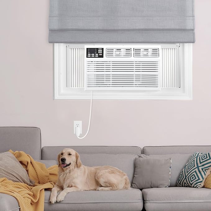 Whirlpool 18,000 BTU Window Air Conditioner with Dehumidifier, 230V, Window AC for Large Rooms up to 1000 Sq. Ft., Bedroom, Living Room, Apartment, with Remote, 3 Speeds, and 24H Timer, White