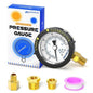 MEANLIN MEASURE 0~60Psi Stainless Steel Start and Clean Filter Pressure Gauge 1/4" NPT Waterproof for Pool Filter Pump Swimming Pool, Spa Lower Mount with Rotatable Plastic Frame and Hex Bushing