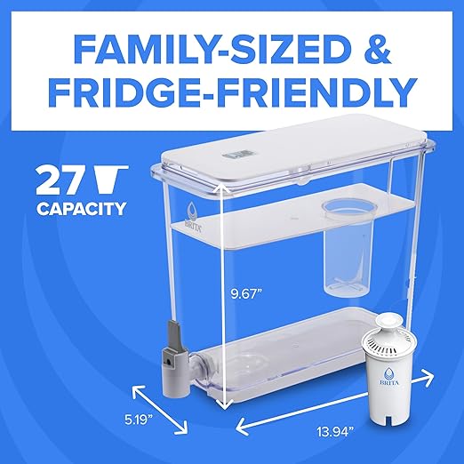 Brita UltraMax Large Water Dispenser with 1 BritaPlus Filter, 27 Cup, White (Package May Vary)