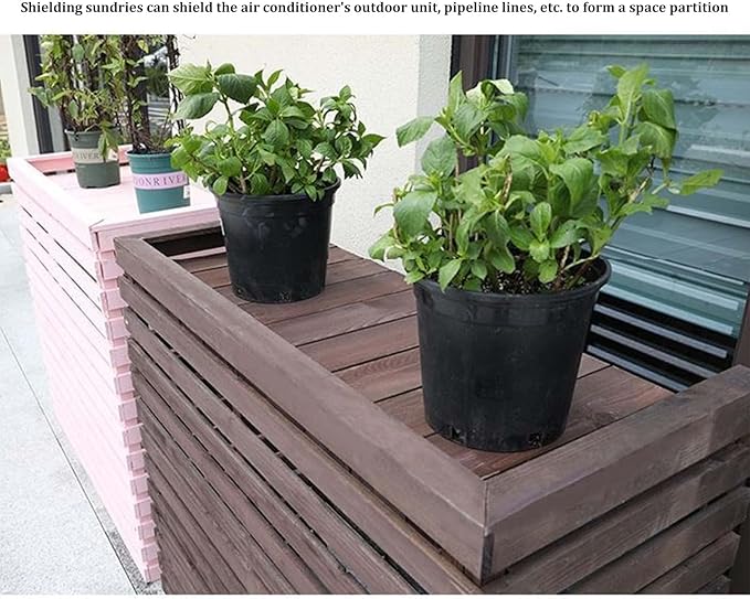 Wood Air Conditioner Fence Screen - Hide Outdoor Unit Stylishly with Tall Weatherproof Shutters Central Air Conditioner Covers (Blue L105Xw45Xh95Cm)