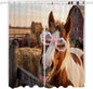 Farm Horses Living Room Curtains 96 Inch Length, Window Curtains Tab Top, Farmhouse Barn Funny Animals Butterfly Light Filtering Window Treatments Drapes 52"x96" 2 Panel