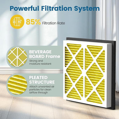 20x20x3 MERV 11 Air Filter Compatible with Zephyr VGF Series 20x20x3 Whole Home Deep Pleated Return Air Grille Filter, MERV 11 Air Filtration System, Yellow 2 Pack