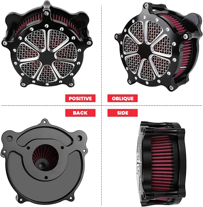 Twin Cam Air Filter Cleaner Intake Filter Compatibel with Harley Davidson Touring Trike 2008-206, Softail 2016-2017, FXDLS 2017, High Flow Air Filter