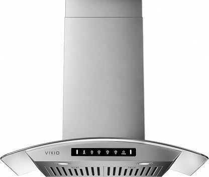 30" Wall Mount Range Hood Tempered Glass 900 CFM, Kitchen Chimney Vent Stainless Steel, with Gesture Sensing and Touch Control Switch Panel, 3-Speed Exhaust Fan Permanent Filter