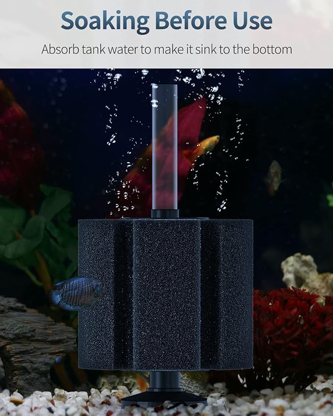 Pawfly Aquarium Large Bio Sponge Filter Quiet Betta Fry Shrimp and Fish Foam Filter with Nano Air Stone for Large Fish Tanks up to 220 Gallons