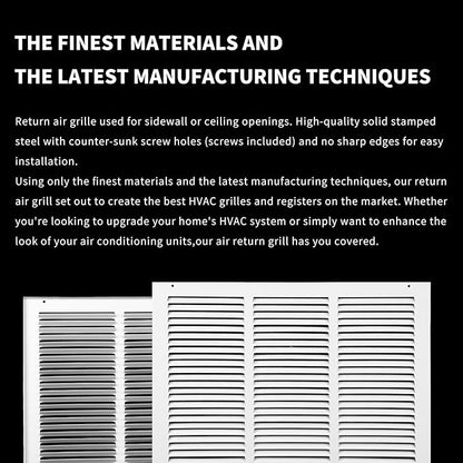 18x12 Return Air Grille(Duct Opening Size),Air Return Vent Cover,Flat Vent Cover,Rejillas De Aire Acondicionado Para Casa,Return Air Grilles,Outer Dimensions:19.75"Wx13.75"H(18"W x 12"H, Duct Opening)